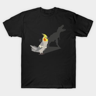 Cockatiel T-Rex Dinosaur Shadow Exotic Bird Parrot Lover T-Shirt